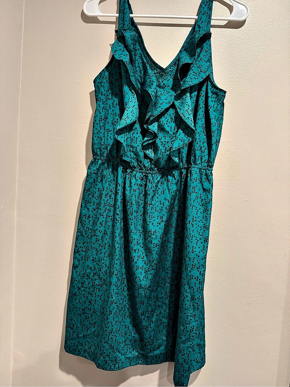 Kensie Women's Geometric Ruffle Mini Dress in Blue Like New